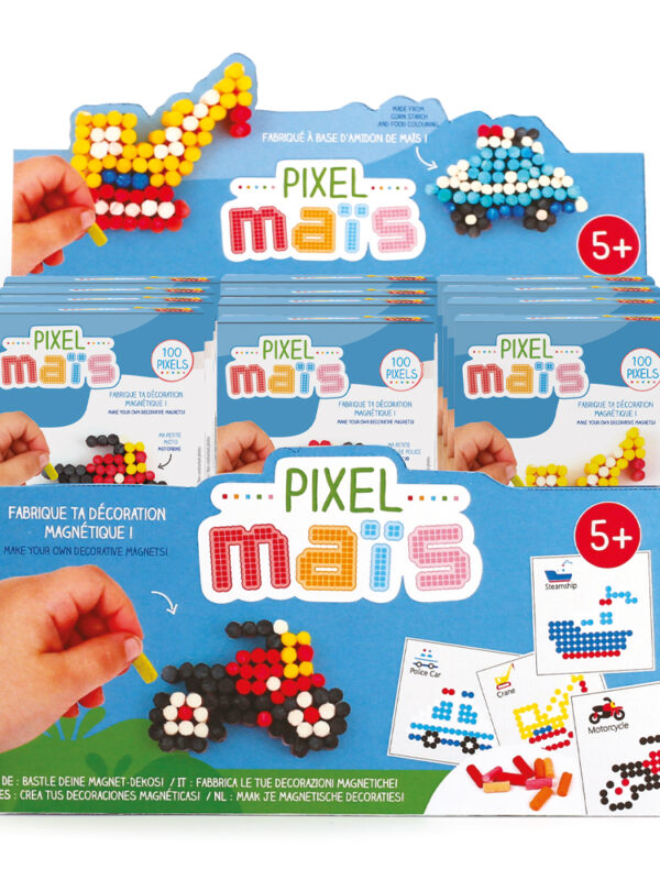 Display of 24 pixel corn vehicles