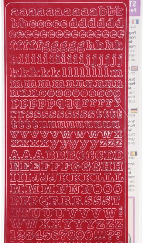 Afneembare stickers met kleine letters en hoofdletters, rood, 105 x 232 mm