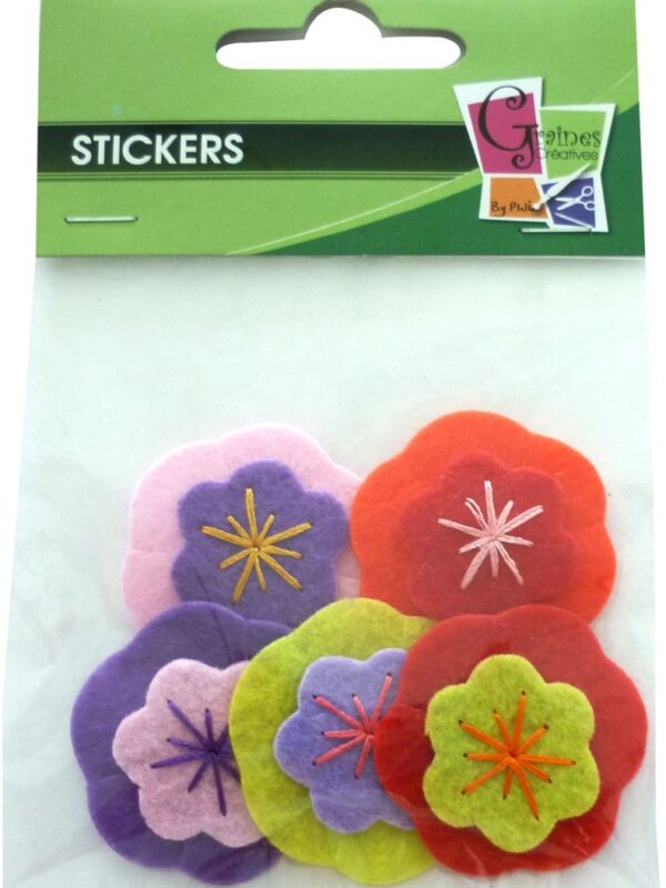 Pack of 5 cherry blossom felt flowers assorted colours