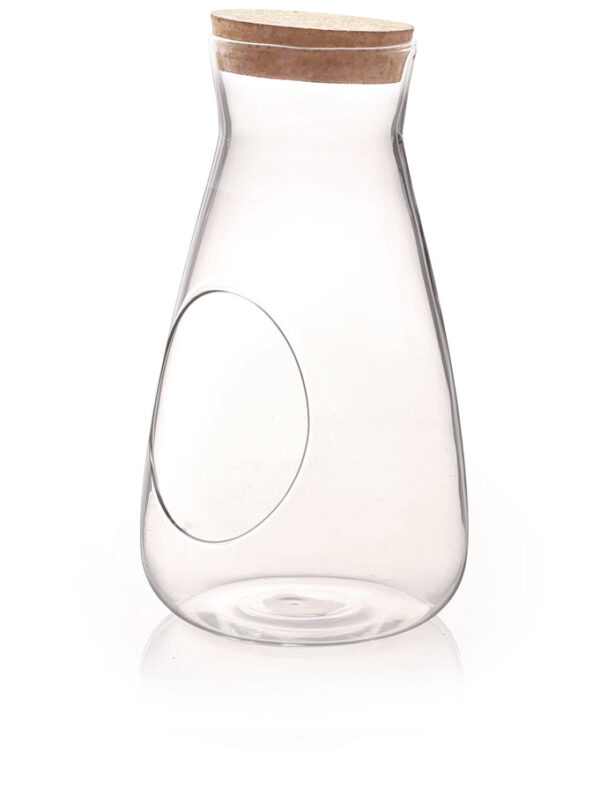 Glass conical bottle + cork stopper Ø 12 H 22 cm