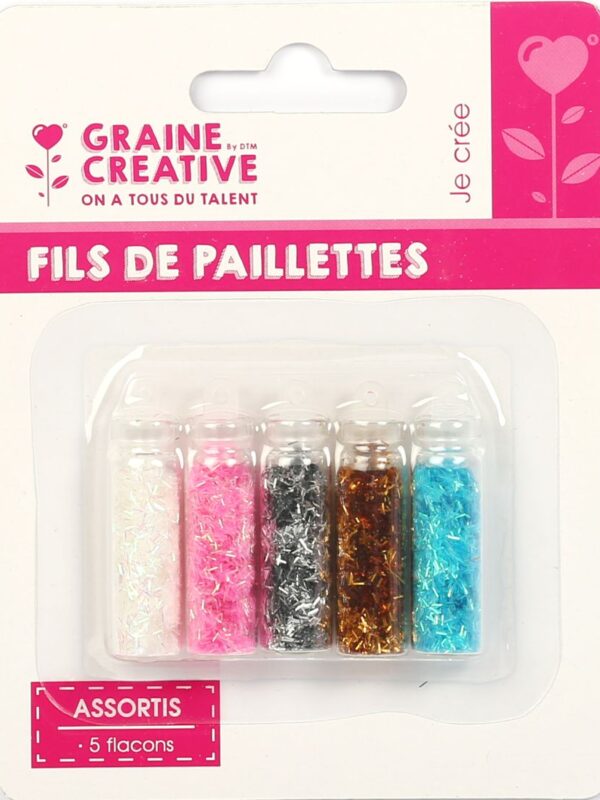 Assortment of 5 bottles glitter threads