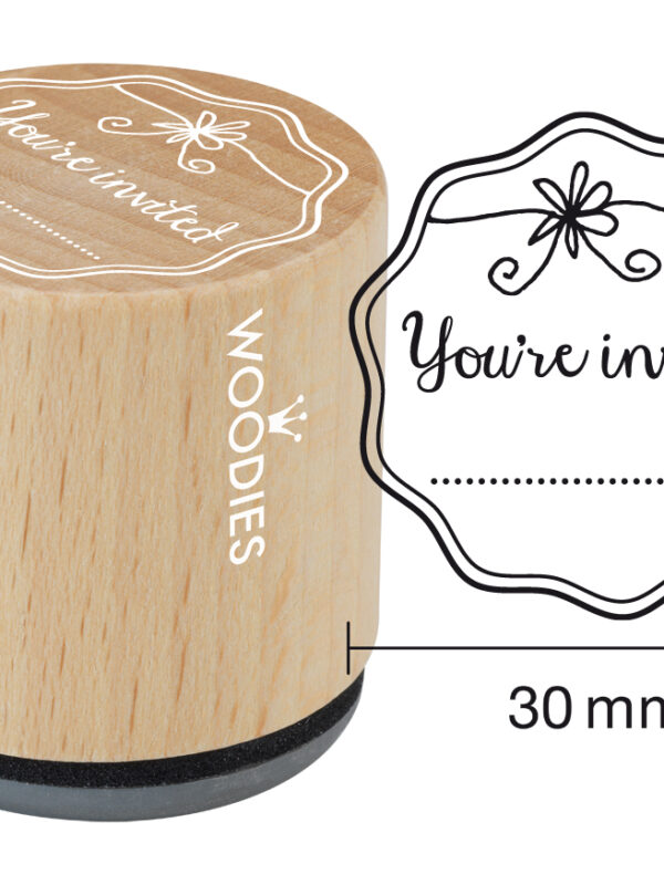 Woodies wooden stamp 30mm – You’re invited