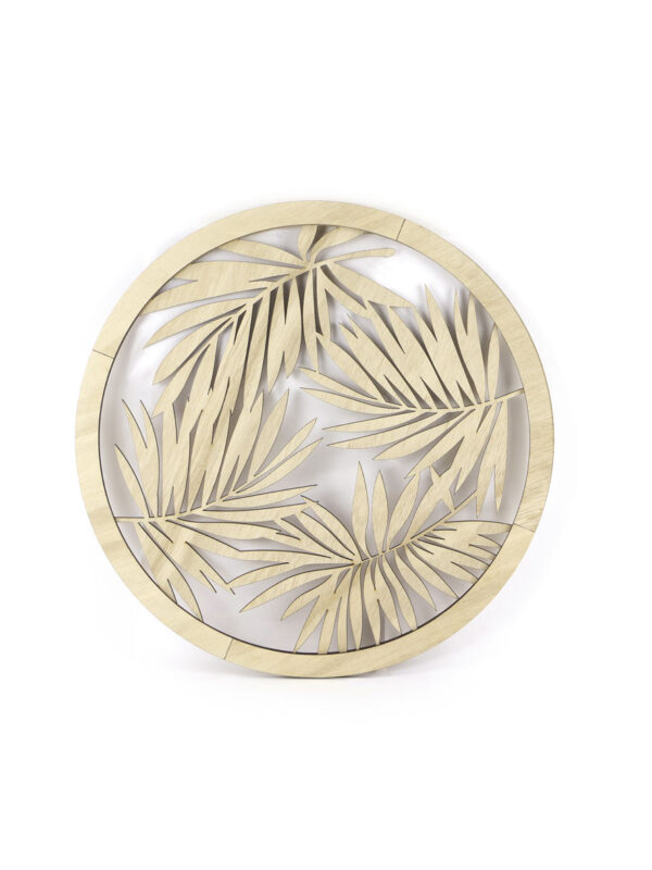 Wooden openwork round frame 400 mm x 400 mm x 9 mm - Leaves
