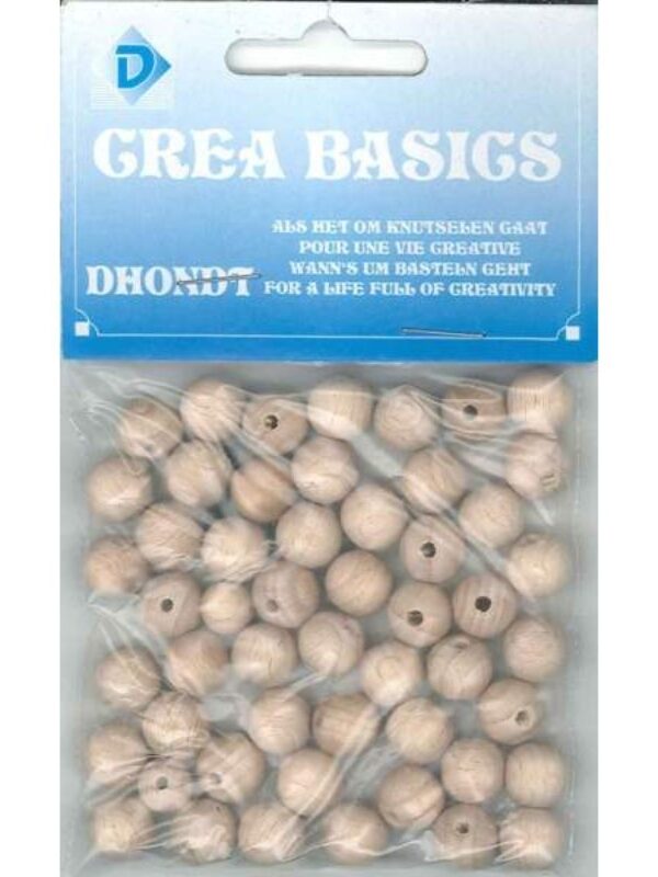 Onbewerkte houten kraal 10 mm (50 stuks)
