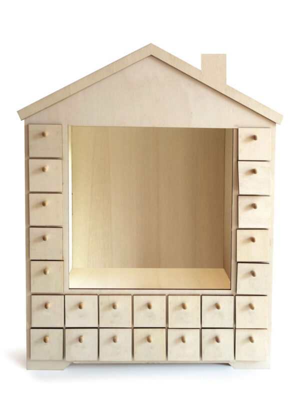 Wooden advent calendar house 380 mm x 480 mm x 70 mm
