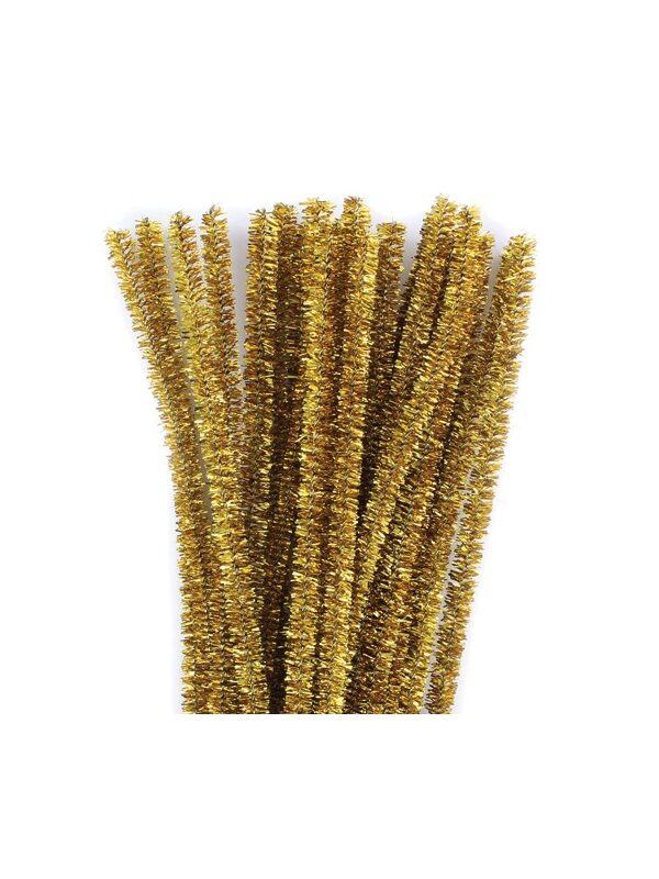 Lot 25 chenilles métallique 6mm x30cm or