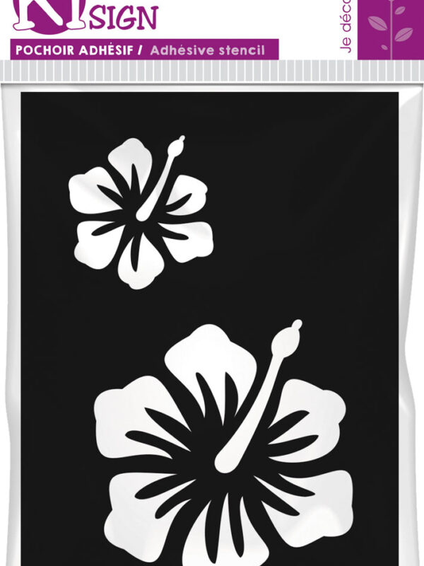 Self-adhesive stencil 70mm x 100mm – Hibiscus