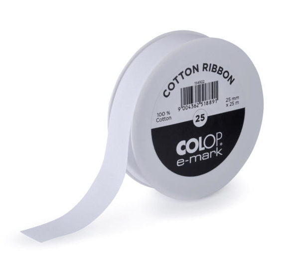 Colop E-mark Go – Cotton ribbon 25mm x 25m – White
