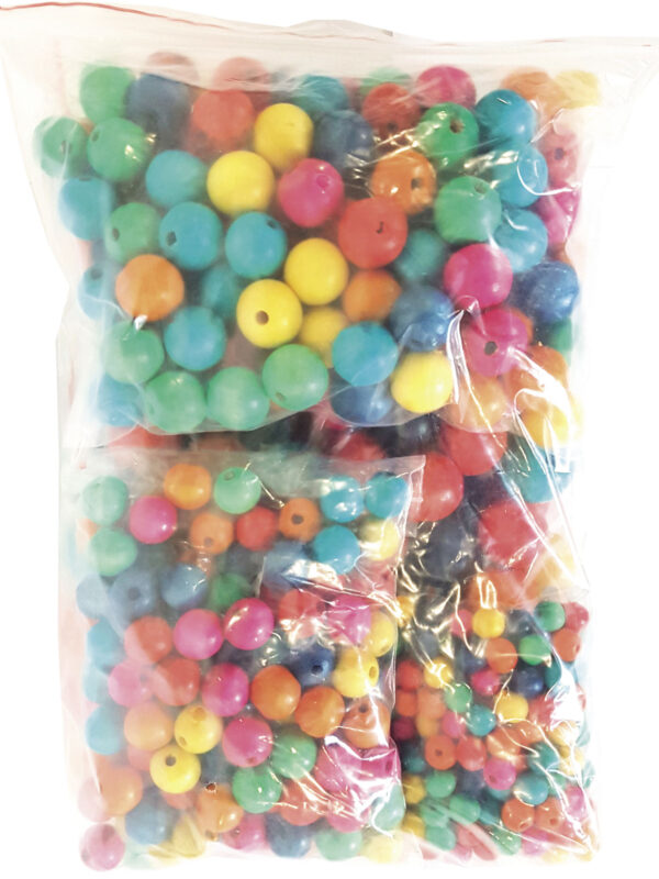 500 kralen in verschillende kleuren en diameters (D10 mm x 150 + D15 mm x 130 + D20 mm x 12)