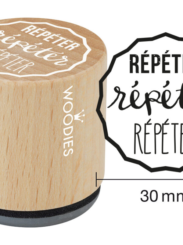 Woodies wooden stamp 30mm – Repeat repeat repeat