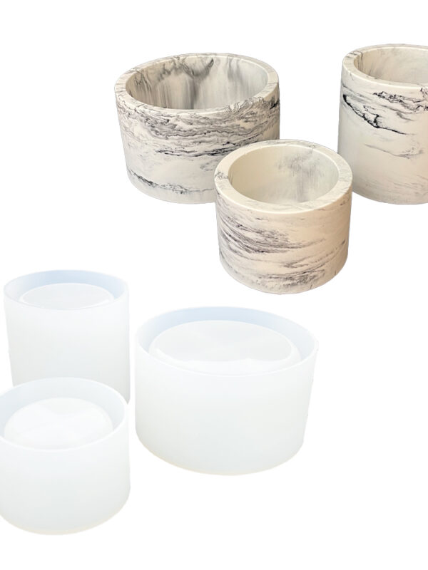 Silicone mould round flowerpots set