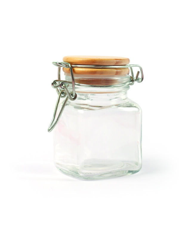 Glass jar square with wooden lid 53 mm x 53 mm