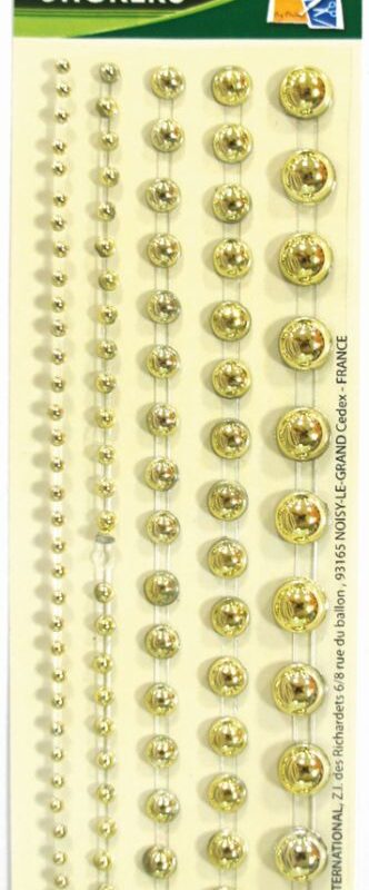 Set of 5 gold pearl adhesive strips 145 x 8 mm