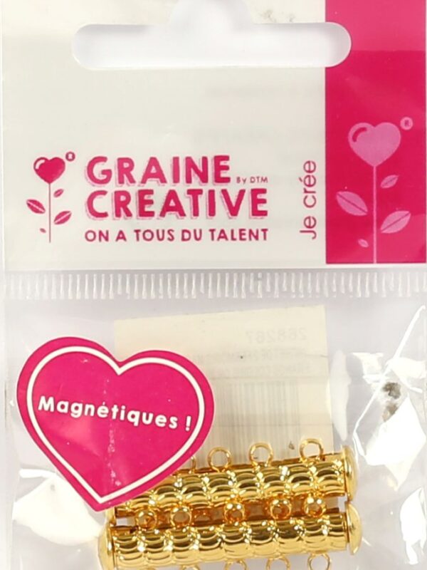 Bag of 2 magnetic clasps 5 rows gold colour 29mm