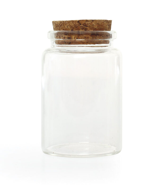 Glass cylinder with cork stopper 75 mm
