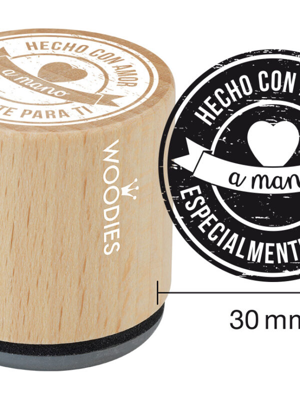 Woodies wooden stamp 30mm – Made with love especially for you