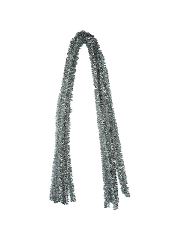 Chenille 8 mm x 500 mm - Glitter silver (10 pcs) ZKK
