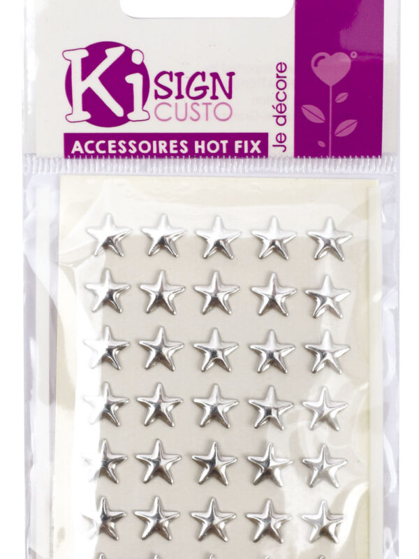 Metal star 8x8 heat-adhesive silver (15 pcs)
