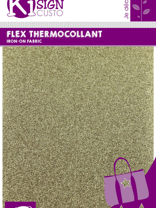 Heat-adhesive flex 150mm x 200mm – Glitter gold