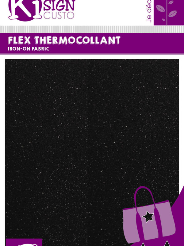 Heat-adhesive flex 150mm x 200mm – Glitter black