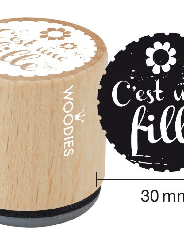 Woodies wooden stamp 30mm – It’s a girl