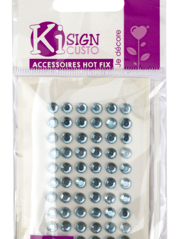 Heat-adhesive rhinestones Ø5mm blue card (60 pcs)