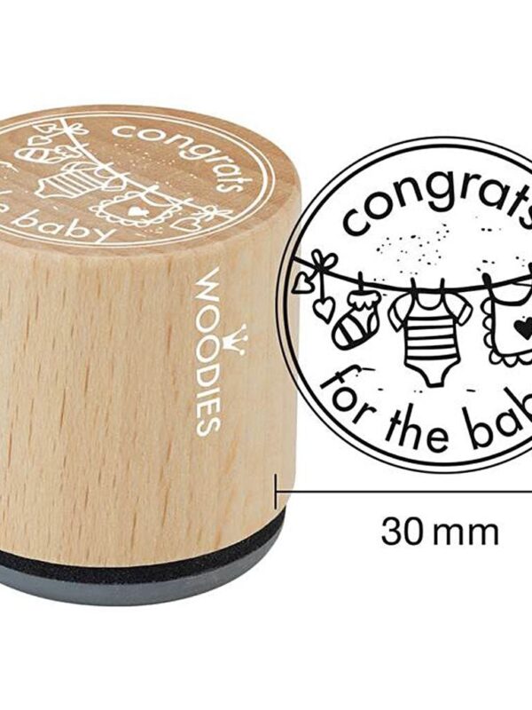 Woodies wooden stamp 30mm – Congratulations on the baby