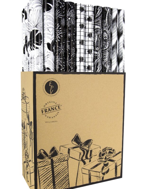 Wrapping paper 70cm x 2m – Black and white (60 pcs)