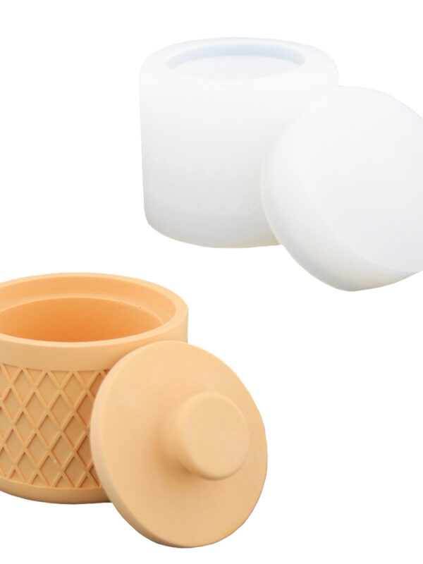 Moule en silicone rayé pour pot rond avec couvercle