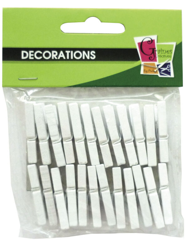 Set 24 white clothes pegs 30