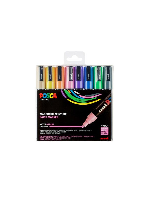 Box of paint markers medium conical tip pastel (8 pcs)