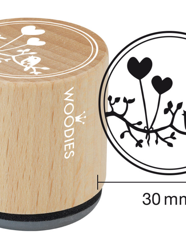 Houten stempel Woodies 30mm - Hart ballonnen
