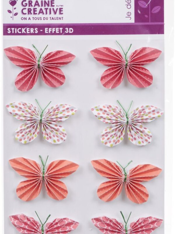 3D-effectstickers 25 mm – Rode vlinder (8 stuks)