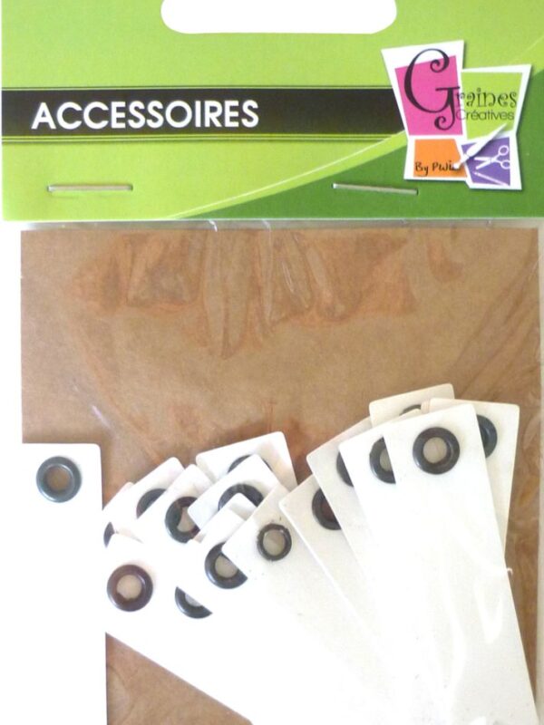 20 white eyelet labels 50 x 12 mm