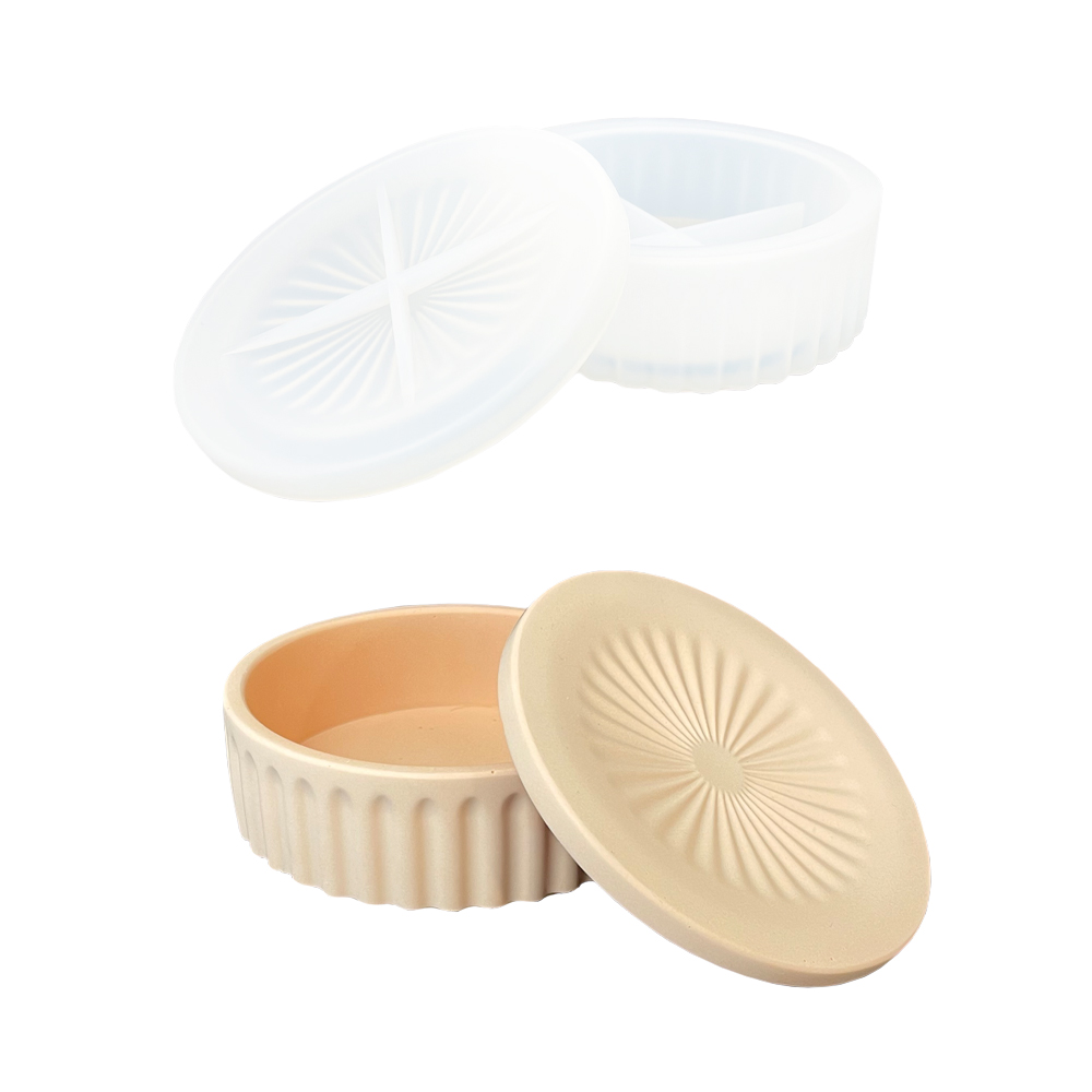 Boîte de rangement ronde empilable en silicone avec moule et couvercle à motifs