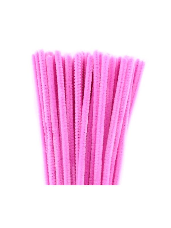 Lot 50 chenilles 6mm x30cm rose