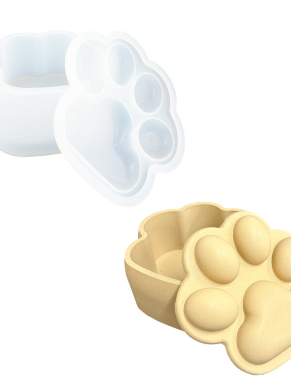 Boîte de rangement en silicone pour moule à patte de chat avec couvercle