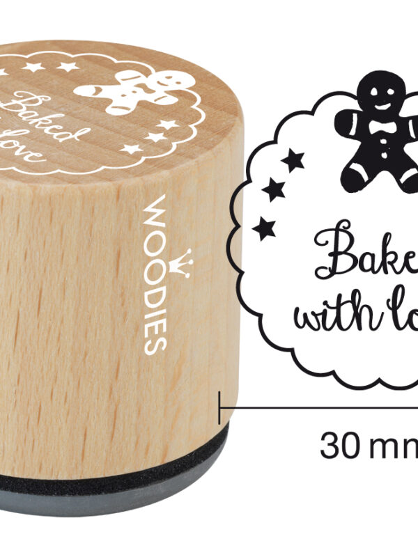 Woodies wooden stamp 30mm – Baked with love 2