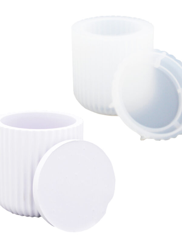 Silicone mould ribbed tall pot with lid