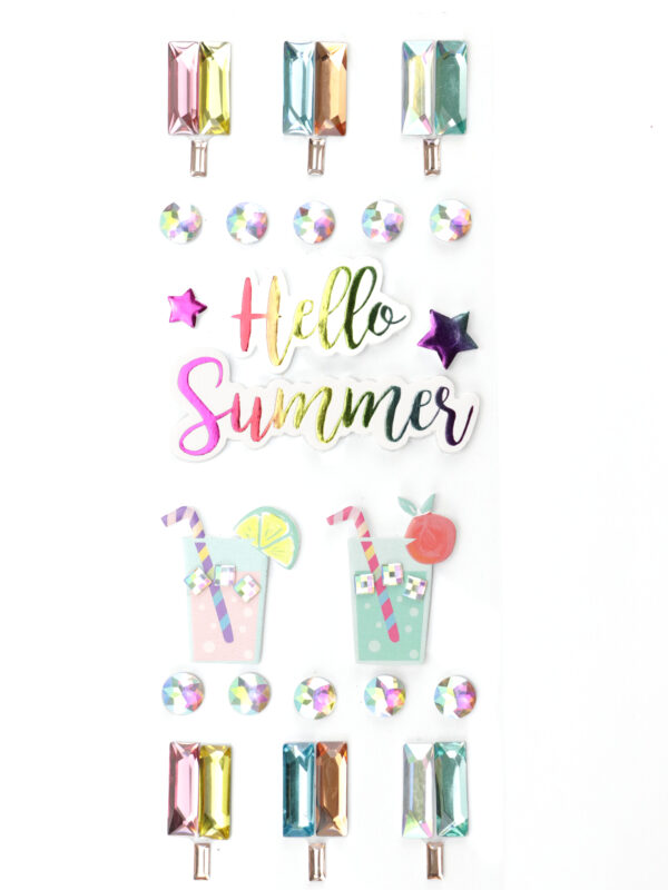 3D-effectstickers 35 mm – Hello Summer (22 stuks)