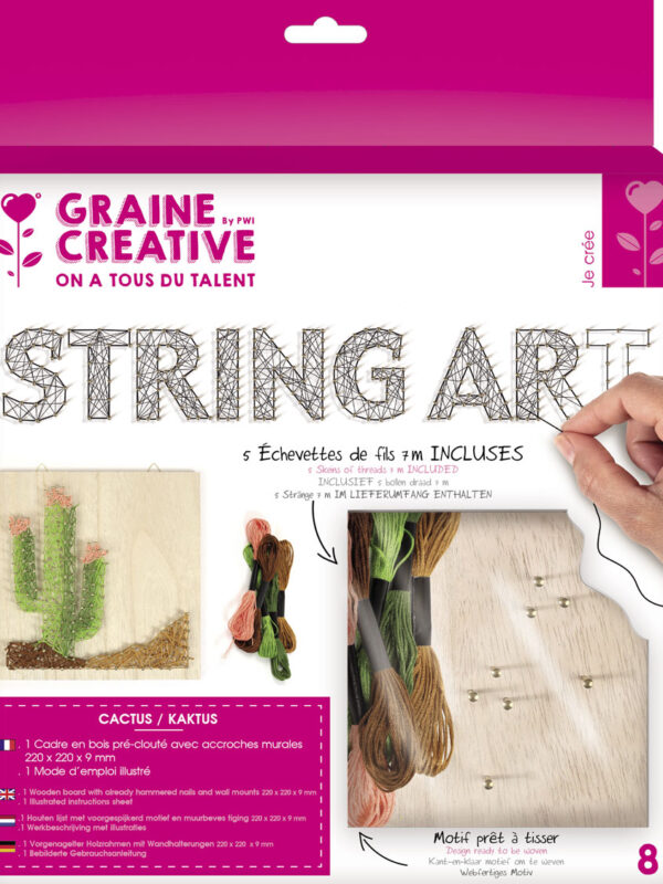 String art kit 220 mm x 220 mm x 9 mm - Cactus