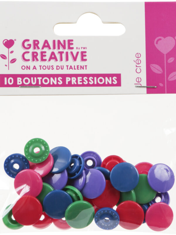 Set of 10 resin snap buttons bright colours size 20 (12.2) (5 x 2)