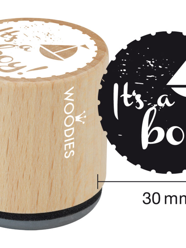 Houten stempel Woodies 30mm - It's a boy!
