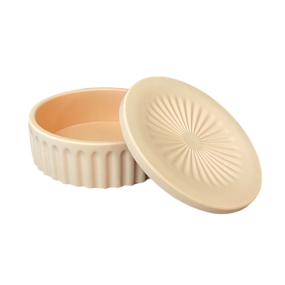 Boîte de rangement ronde empilable en silicone moulée avec couvercle à motifs - Image 3