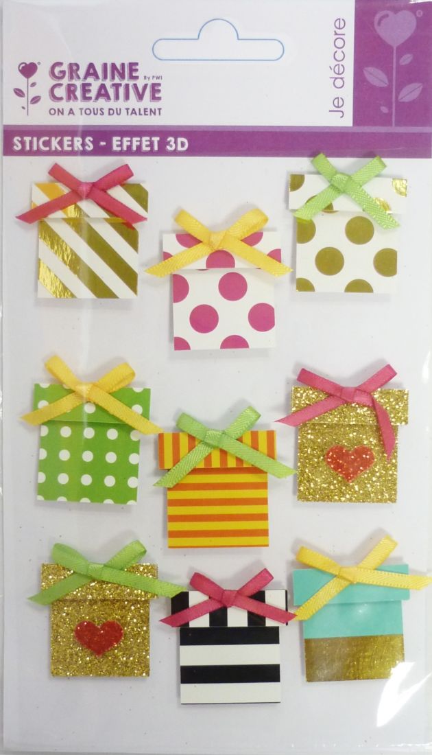 3D effect stickers 30 mm – Gift (9 pcs) - Unicraft