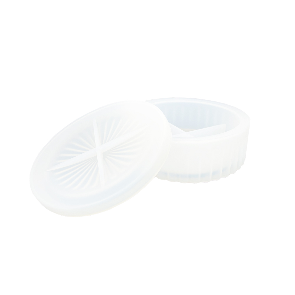 Boîte de rangement ronde empilable en silicone moulée avec couvercle à motifs - Image 2