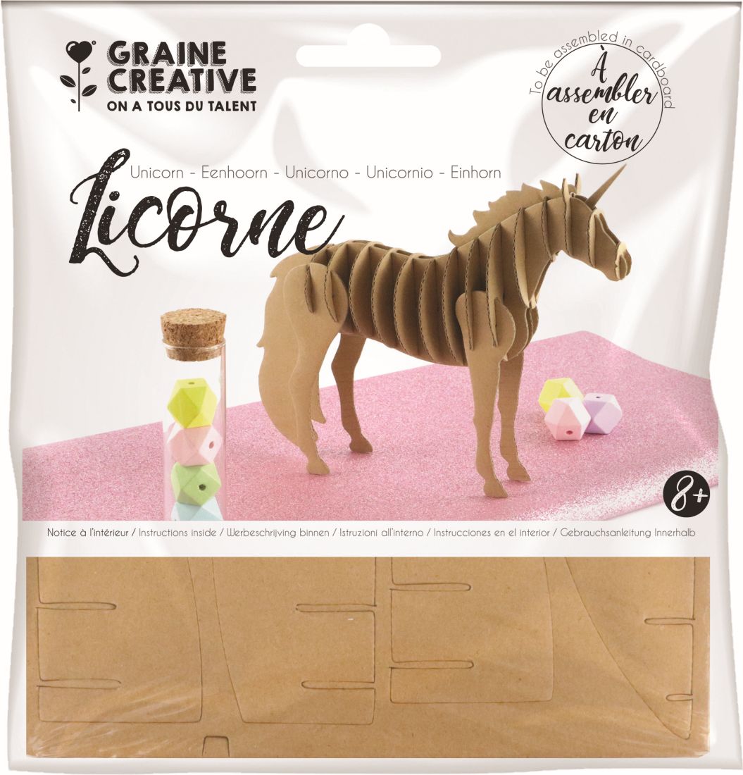 Cardboard 3D model 215 mm x 40 mm x 170 mm – Unicorn - Unicraft